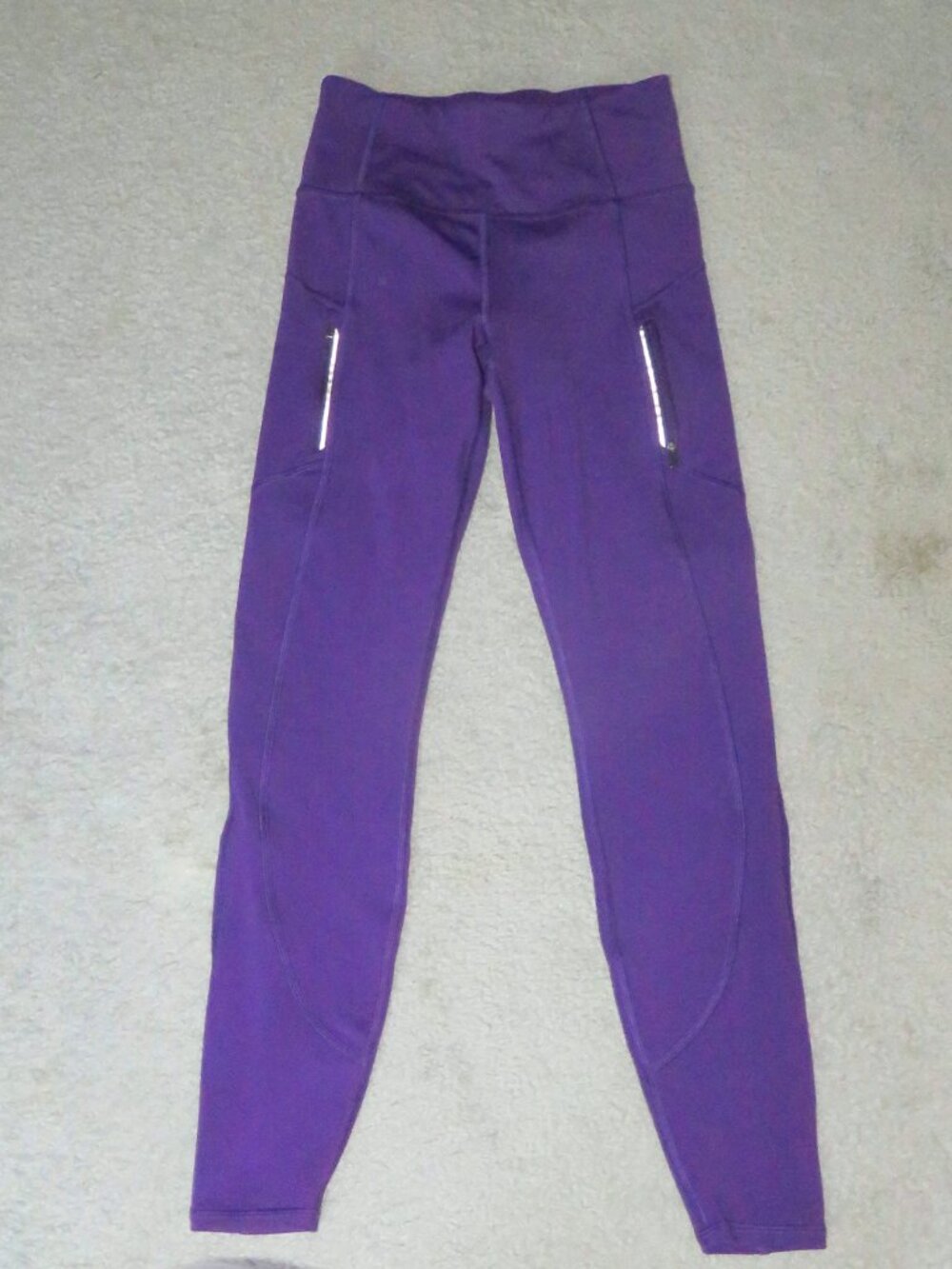 Athleta Purple Rainier High Rise Fleece Tight Leggings XS Pockets